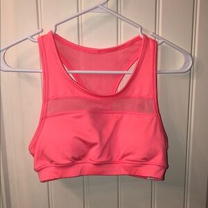 Women's Pink Racerback Sports Bra with Mesh Panel